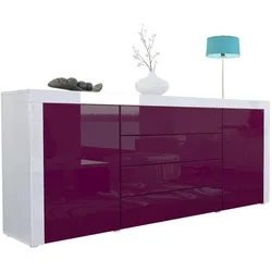 SIDEBOARD La Paz Brombeer Hochglanz / Weiß Hochglanz