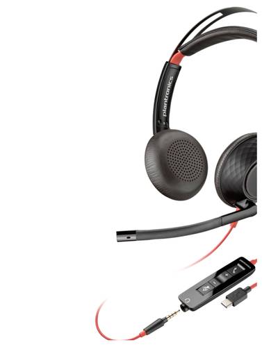 HP Poly Headset Blackwire C5220 Stereo USB- On Ear Headset Stereo Schwarz Noise Cancelling Computer