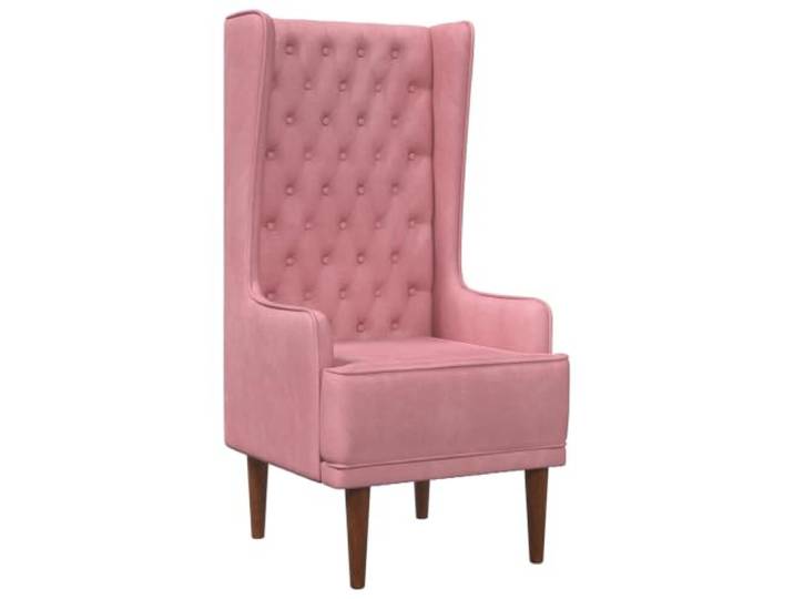 Todiikf Hochlehner Samtsessel mit Knopfheftung, Chesterfield Sessel, Rosa Polstersessel mit hoher Rückenlehne aus Samtstoff und Massivholzbeinen, ideal fürs Schlafzimmer oder Wohnzimmer.