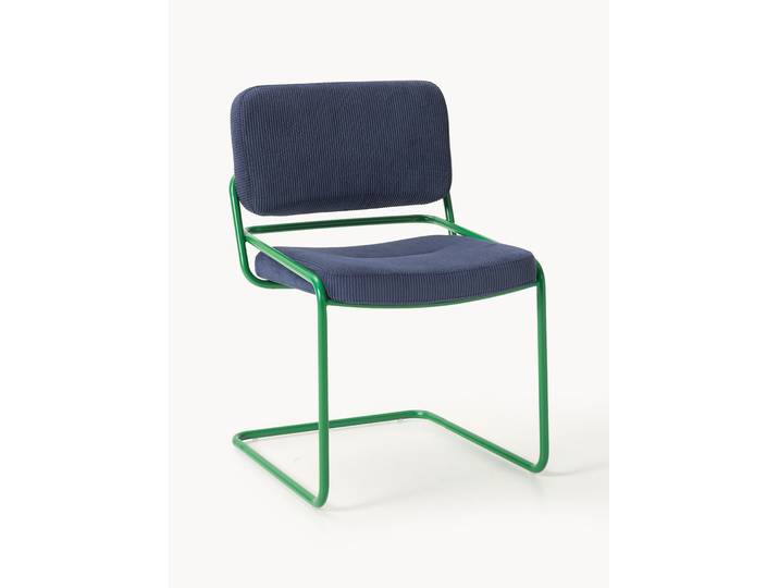 Chaise cantilever en velours côtelé Don