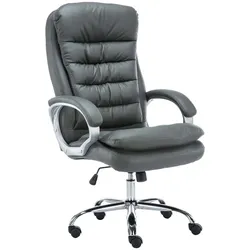 DELUKE® Bürostuhl SOUK - 116x68x77, Grau | Kunstleder | Metall in Chromoptik Gestell | ergonomische Bürostühle Homeoffice Stuhl mit Rollen