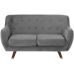 2-SITZER-SOFA Samtstoff Grau Bodo