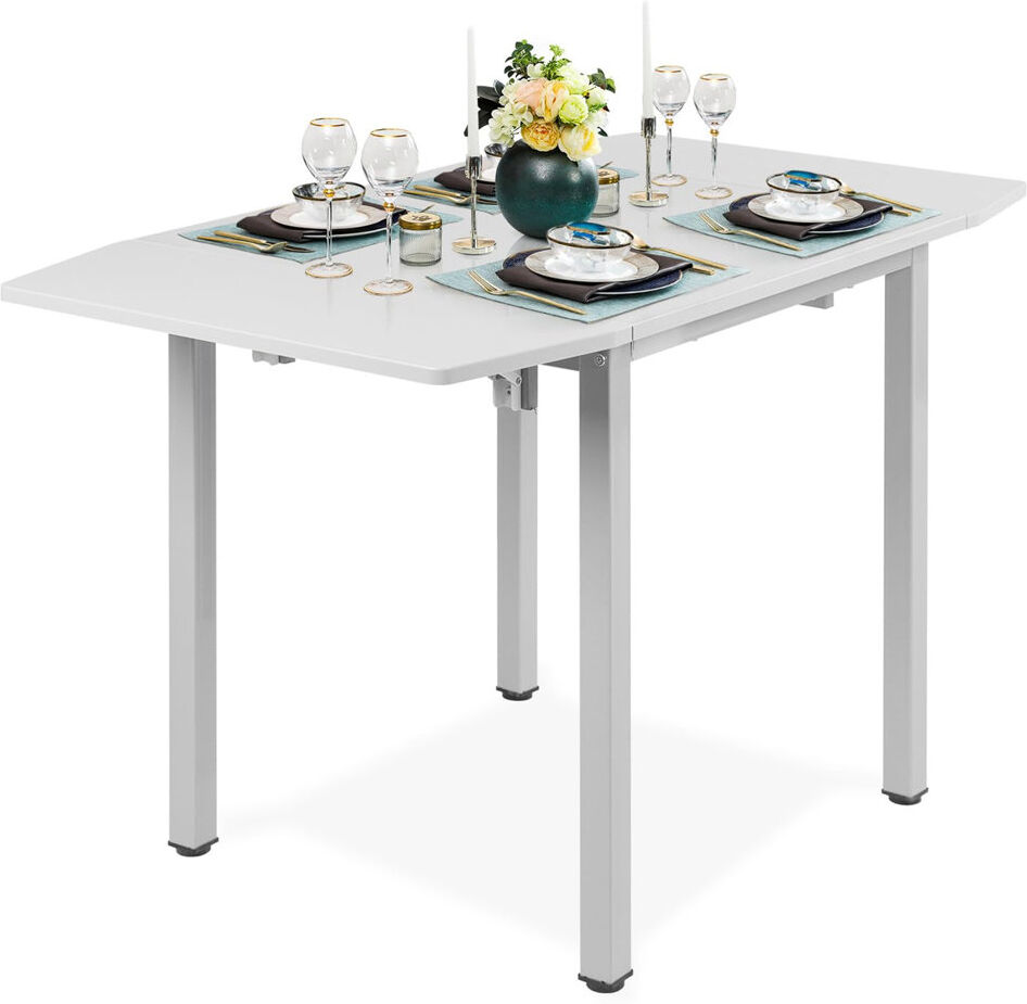 17 Stories Kenyia 120 cm Extendable Square and Trapezoidal Dining Table with Iron Base Grey