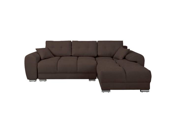 Ecksofa, Braun, 256x175 cm, Textil, 4-Sitzer & Schlaffunktion, Modern, Livetastic