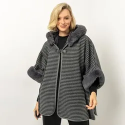 VIA MILANO Cape Webpelz-Details offene Front Länge 78cm