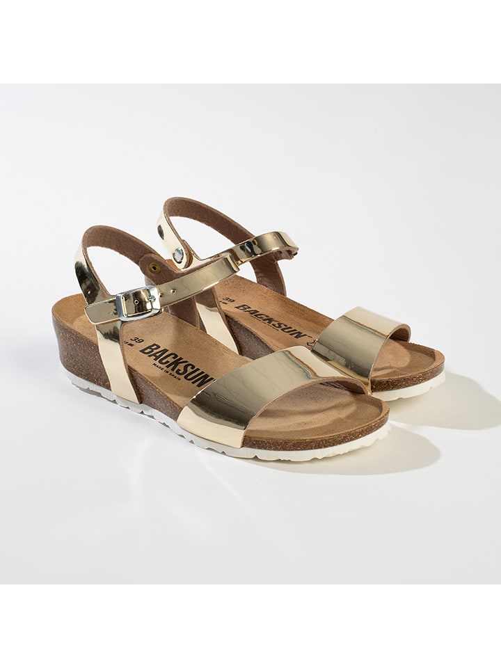 BACKSUN Keilsandaletten "Calabria" in Gold - 39