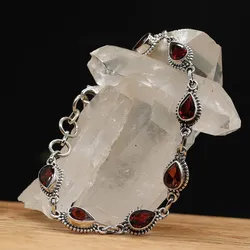 Drachensilber Granat Armband 925 Silber edler Armschmuck aus Sterlingsilber - Rot