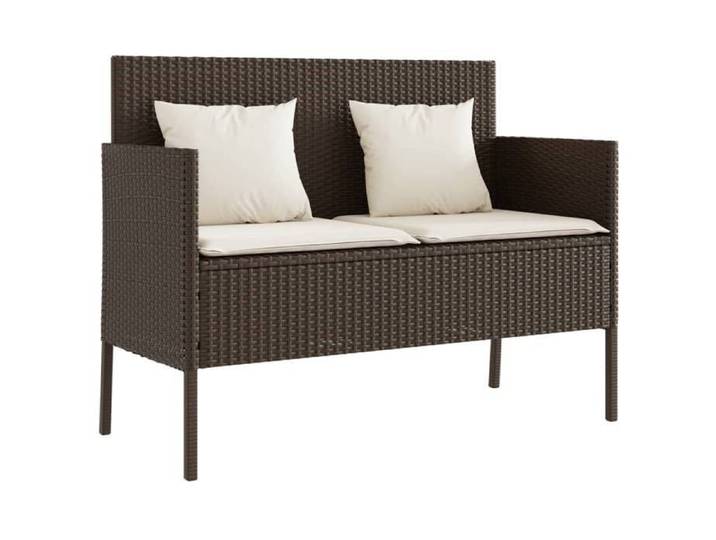 VENTE-FLASH Banc de jardin - Siège/Meuble - avec coussins marron résine tressée @1830066