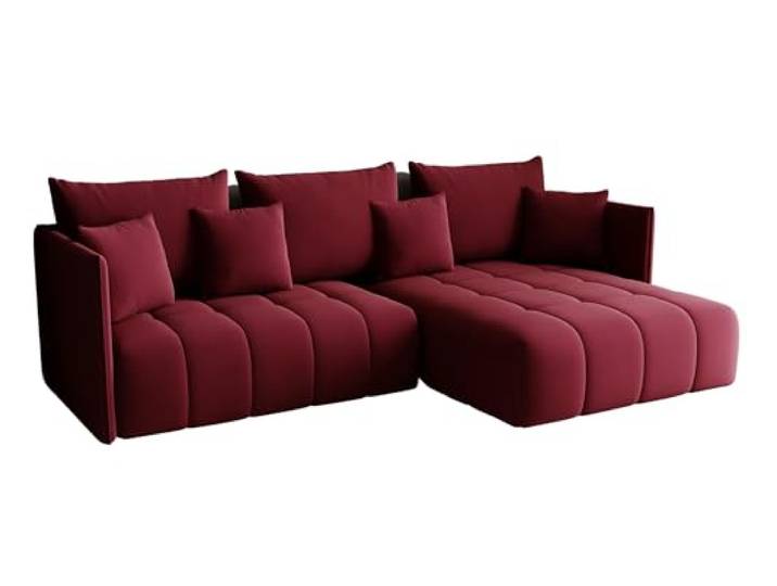 KP-Meble - Ecksofa mit Schlaffunktion - Gona - Schlafsofa - Elegant, langlebig, freistehend - Automatisch für einfaches Ausklappen - 246x188x93cm - Monolith 59 (Kastanienbraun)