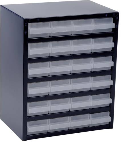 Kleinteilemagazin B357xT255xH435mm galvanisiertes Stahlbl.24 Schubl.