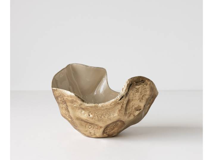 Coupe décorative Valena l33 x P20 x H22 cm Aluminium Champagner Ivory Faite main