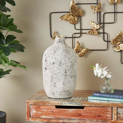 ARCILLA ELEMENTAL White Ceramic Antique Style Textured Decorative Vase