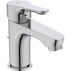 Ideal-Standard Waschtischarmatur Alpha, verchromt, 13,6 cm hoch, aus Messing, Ablaufgarnitur & Zugstange