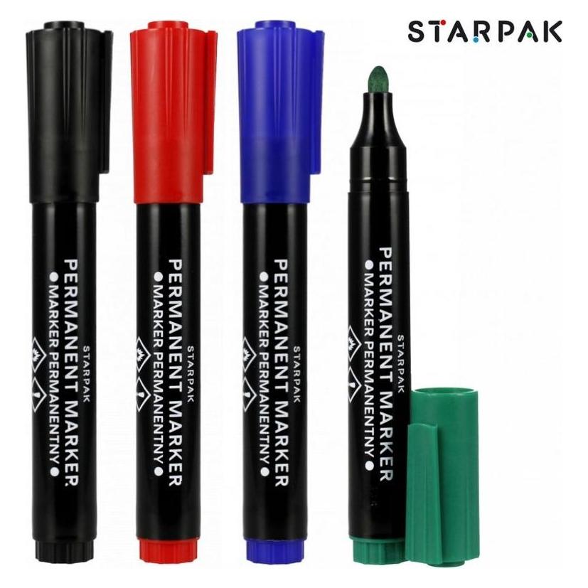 Starpak wasserfeste Filzstifte PERMANENT-MARKER SET 4-teilig ROT BLAU GRÜN SCHWARZ (4x) (49030244)