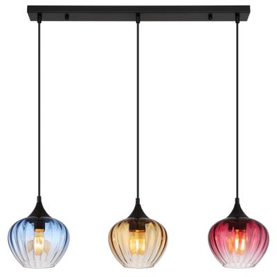 GLOBO LIGHTING Pendelleuchte "SANDER", schwarz (schwarz matt), 3, 1 Stk., Leuchten, Gläser, Hängeleuchte, Wohnzimmer, Esstisch, Pendelleuchte