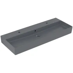 Villeroy & Boch Memento 2.0 Wandwaschbecken, 2 Hahnlöcher, mit Überlauf, ungeschliffen, 1200x470mm, 4A22C4I4, Farbe: Graphite, Ceramic Plus