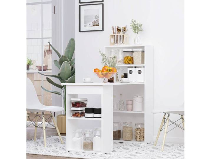 Bureau Informatique Blanc 120cm Table De Travail FloraGrace Pour Bureau Et Home Office Avec Rangement Ouvert 120x55x120cm