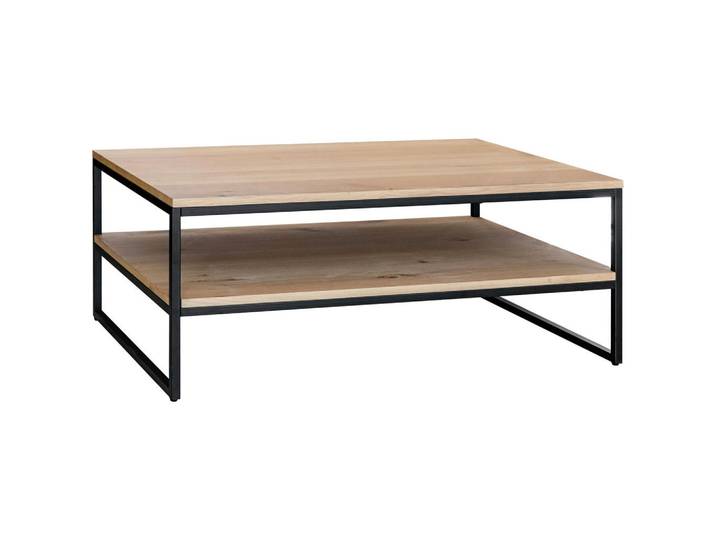 Mid.you Couchtisch, Schwarz, Eiche, Holz, Metall, Eiche, furniert, rechteckig, U-Form, 70x45x110 cm, Wohnzimmer, Wohnzimmertische, Couchtische