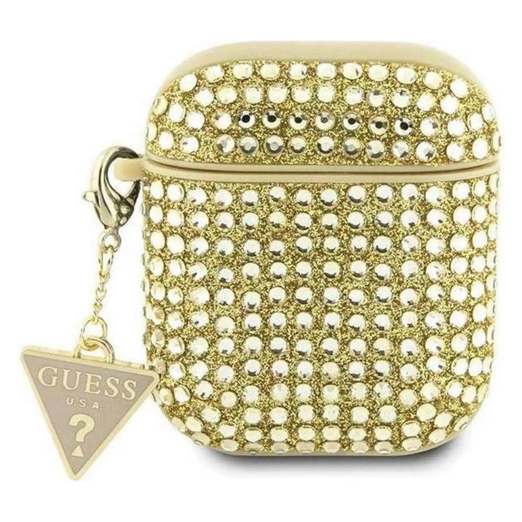 Guess GUA2HDGTPD AirPods 1/2 cover złoty/gold Rhinestone Triangle Charm (Kopfhörer Hülle) (GUE002867-0)
