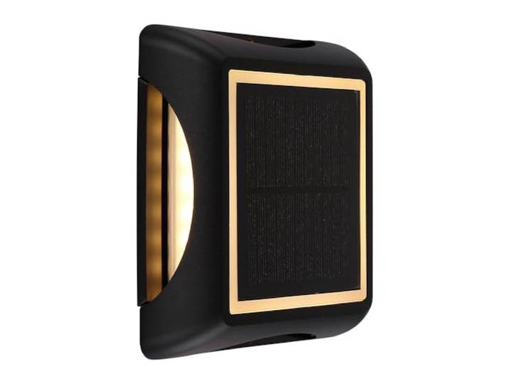 Solarlampe schwarz Außenleuchte Wandlampe Gartenlampe Bodenstrahler Erdspieß, 3 Stufendimmer, Alu Kunststoff, 1x LED warmweiß, LxBxH 14x14x3,6 cm