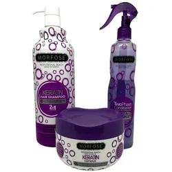 Morfose - Haarpflege-Set groß - Keratin - (Shampoo + Conditioner + Haarmaske)