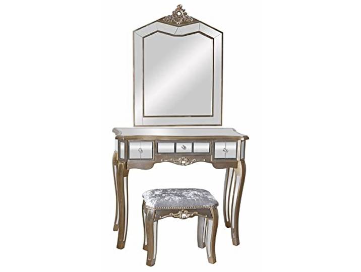 Schminktisch mit Hocker verspiegelt Frisiertisch Spiegelkonsole Vintage Wandtisch 90cm vic538 Palazzo Exklusiv