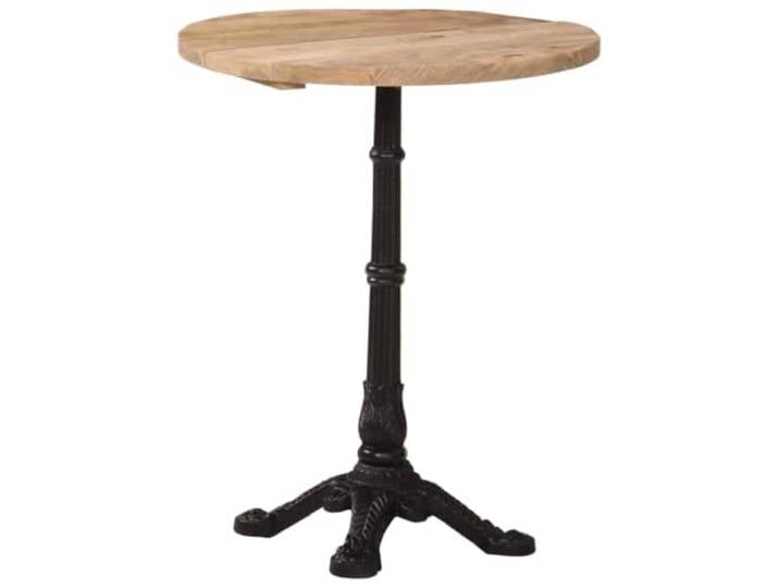 HAQWRDQSG Bistrotisch Ø60x76 cm Raues Mangoholz Stehtisch Gusseisen Kompakter Balkontisch aus Massivem Holz und Robustem Gusseisengestell für Küche und Wohnzimmer, 3 cm Starke Tischplatte