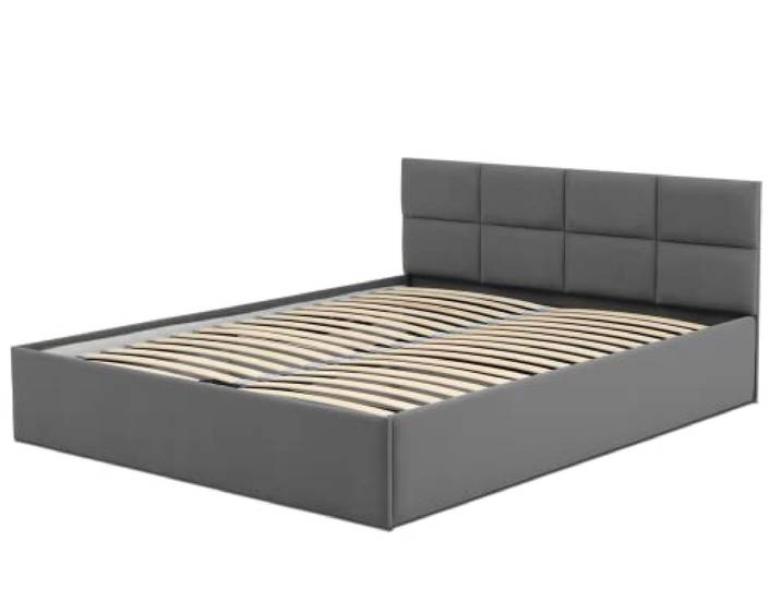 Mebligo - Polsterbett 180x200 mit Bettkasten, Bettgestell, Doppelbett mit Lattenrost, Schlafzimmer Bett mit Kopfteil, Stauraumbett Monos, Bett Ohne Matratze - Graphit (Trinity 15)