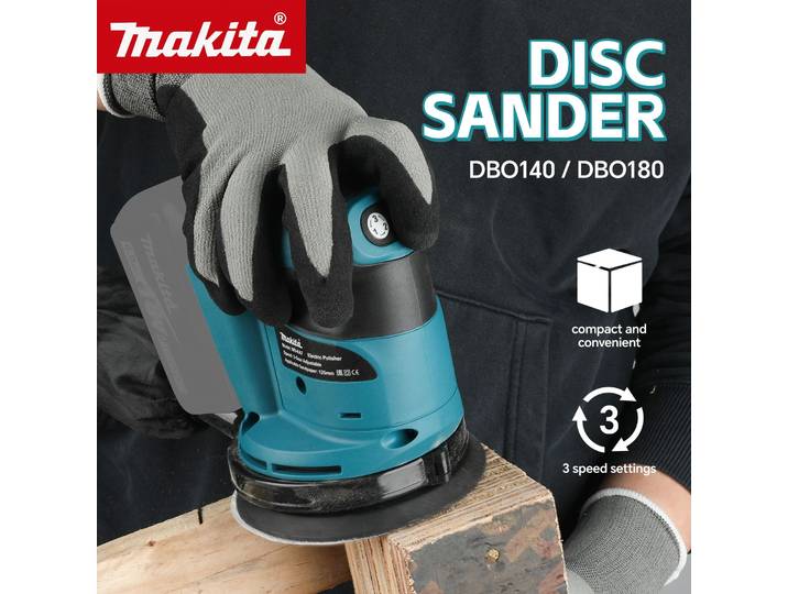 Ponceuse orbitale aléatoire Makita 18V DBO180Z, sans fil rechargeable, idéale pour poncer le bois, le mastic et polir, outil nu uniquement