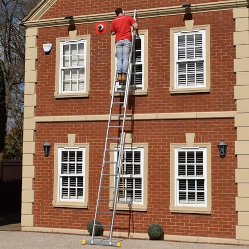 Trade Master Pro 3-delige uitschuifladder van aluminium met zelfvergrendelende clips en 150 kg draagvermogen, EN131 Pro gecertificeerd