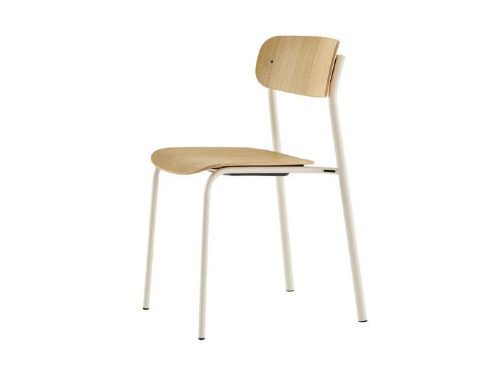 Thonet - S 243 Stuhl, perlweiss RAL 1013 / Eiche klar lackiert