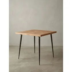 Esszimmertisch – Quadratisch Akazie Massivholz 80x76x80 cm Metall Industrial