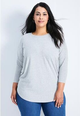 Plus Size Women's Kym Rib Hacci Tunic by Avenue in Grey Marle (Size 14)