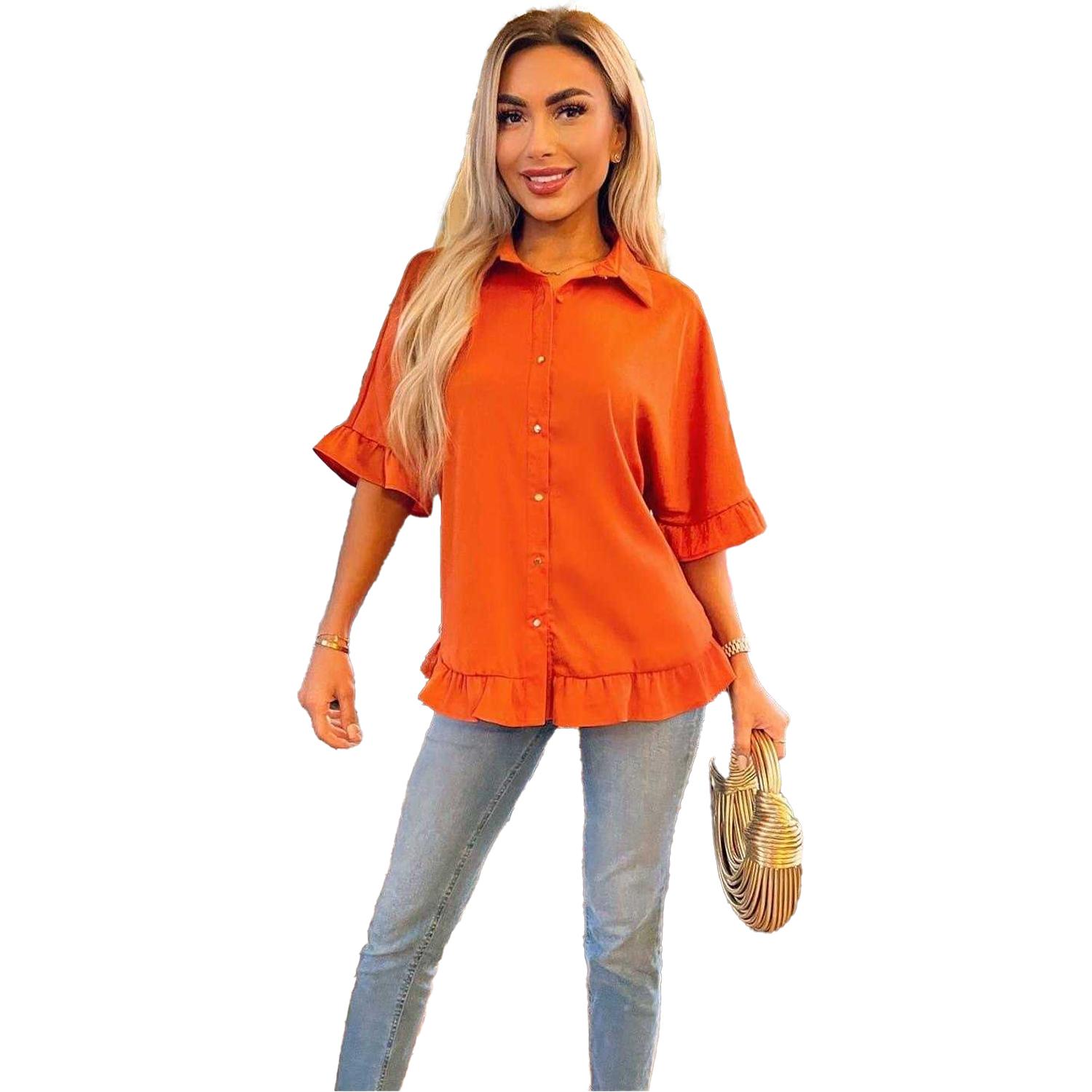AX Paris Damesblouse met knopen (Oranje)