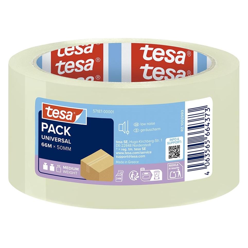 tesa Universelles transparentes Verpackungsklebeband 45 Mikron 50 mm x 66 m (50 mm) (57187-00001-00)
