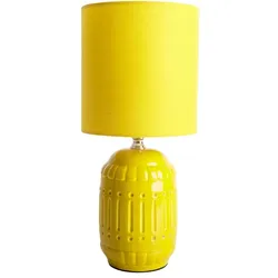 Tischlampe Tischleuchte Leselampe Keramik Nachttischlampe Textil gelb H 30 cm
