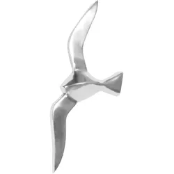 Maritime Deko Möwe aus poliertem Aluminium, 30cm Höhe, Wandbefestigung, silber. 30x3x13 cm | Kadima Design
