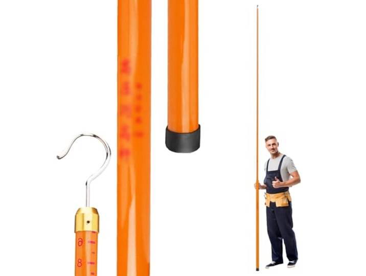 Hochspannungs-Messstab Isolierte Teleskop-Messlatte, Hochspannungs-Nivellierlatte Für Die Landvermessung Mit Anhängern, Leichter Stab Und Stab Mit Tragetasche(Orange,32.8ft/10m)