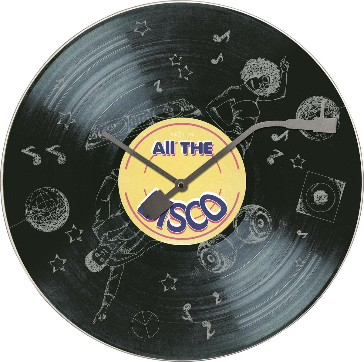 NeXtime All the Disco Analoge Klok - Rond - Zwart - Ø 43 cm