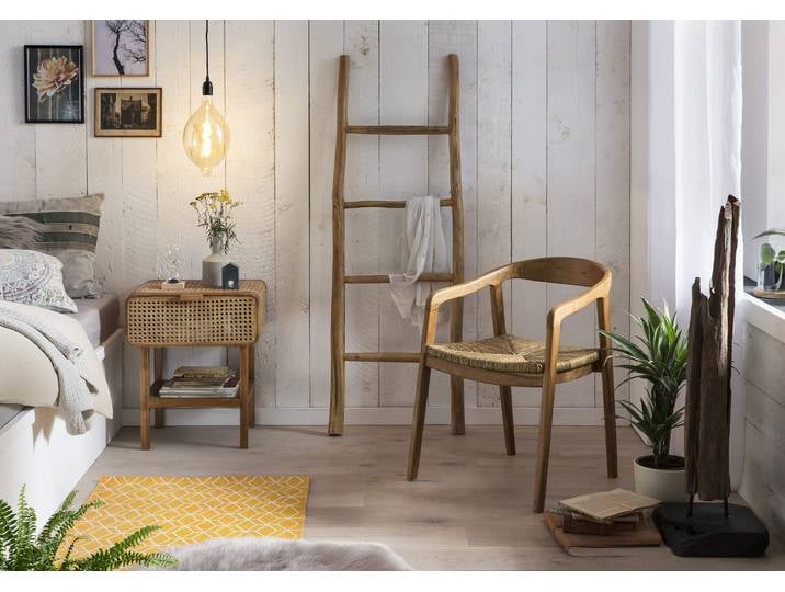 Leiterregal SIT Limassol aus recyceltem Teakholz mit 4 Sprossen , beige (natur), Regale, Leiterregal, Handgefertigte Dekoleiter aus natürlich gewachsenem Teakholz