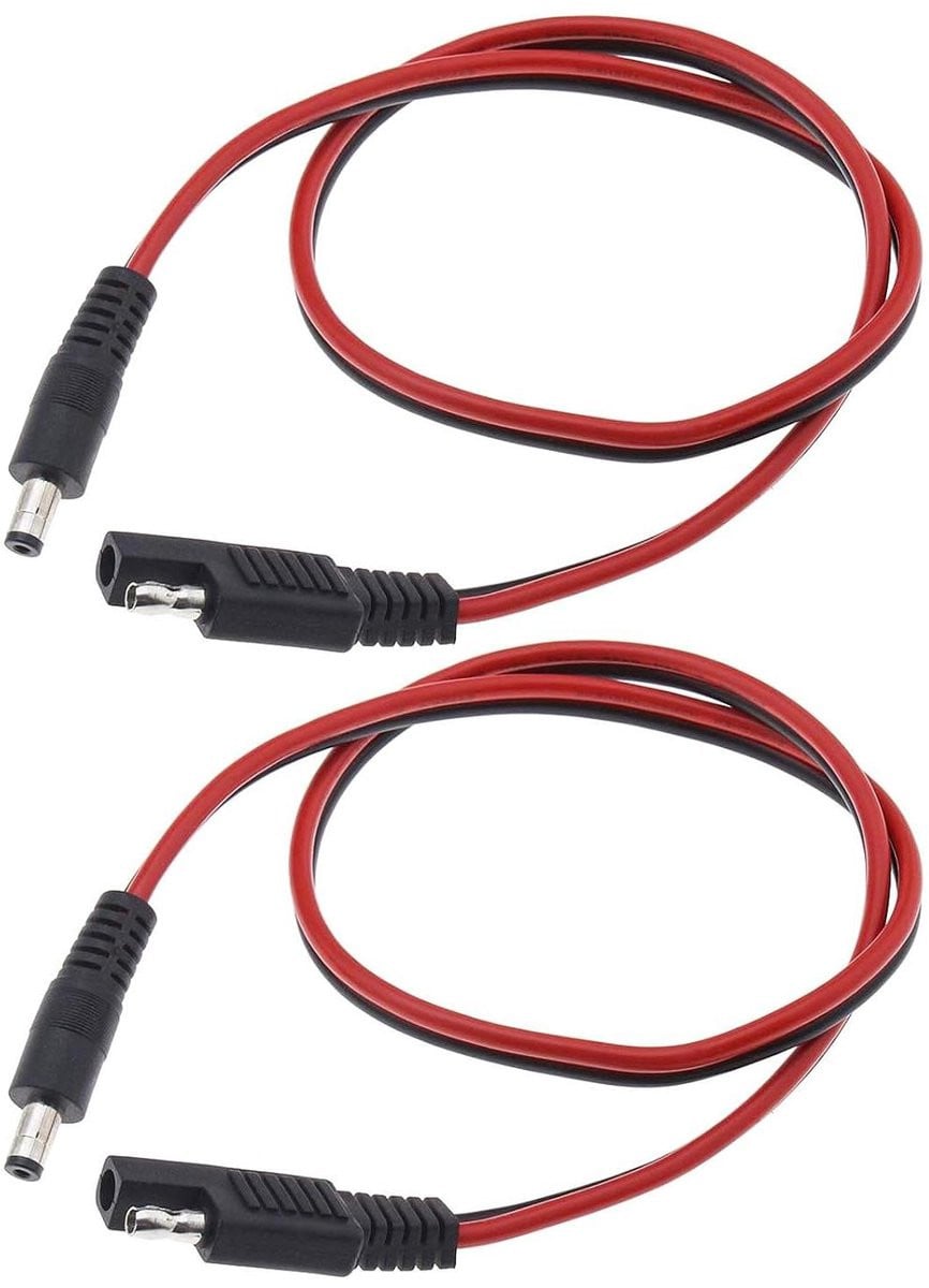 Allecto Premium DC naar SAE Connectors Kabel met stofkap, 2 stuks, Rood/Zwart, 16AWG