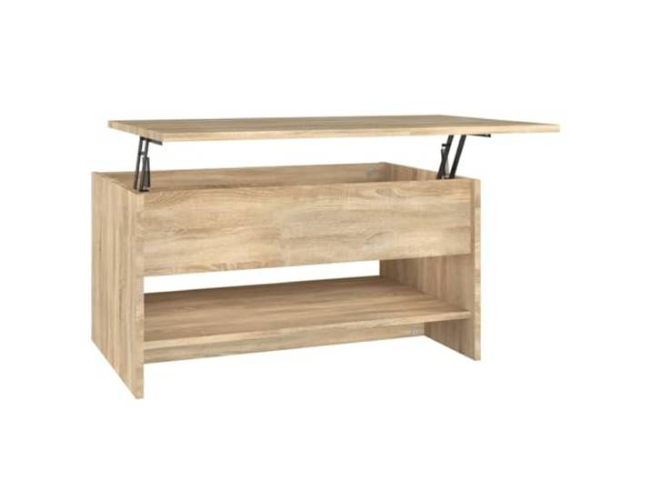 Tmriohed Couchtisch Sonoma-Eiche 80x50x40 cm Höhenverstellbar Hebbare Tischplatte für bequemes Arbeiten im Wohnzimmer mit cleverem Staufach unter der Platte.