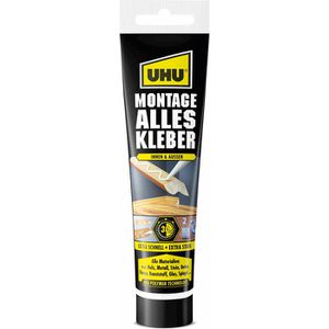 UHU Montagekleber 47830, Alleskleber, außen, 165g, Kleb- & Dichtstoff, schnellhaftend, weiß