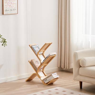 BALANBO Rattan Tree Bookshelf 6-Tier Freestanding Bookcase for Living Room