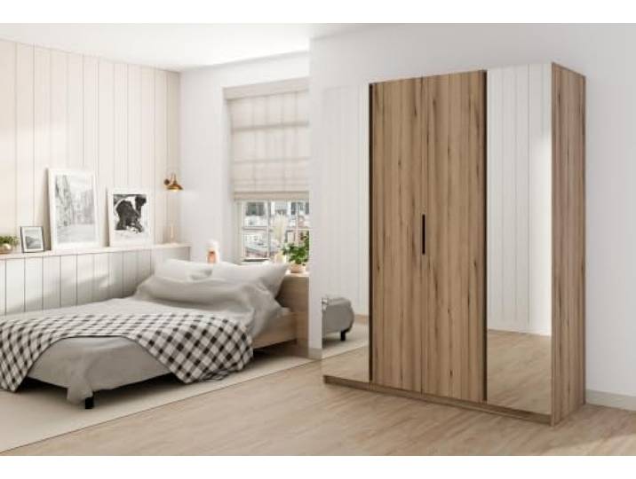 AX Living Nehir Schrank 200 cm Eiche Evoke, 2 Spiegel außen 2 Spiegel außen; 2 glatte Türen – mehr Ordnung im Alltag.