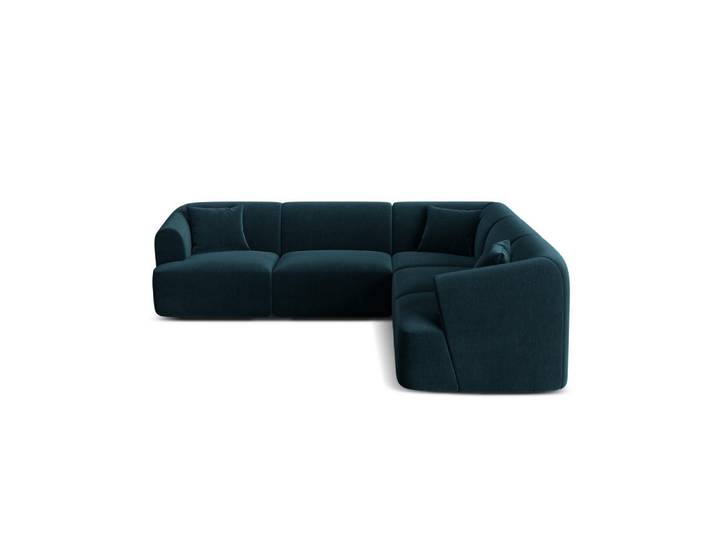 Cosmopolitan Design Symmetrisches-Modulares-Ecksofa Campi aus Samt petrol 6 Sitzplätze, Petrol, 255x255 cm, Wohnzimmer, Sofas & Couches, Wohnlandschaften, Ecksofas