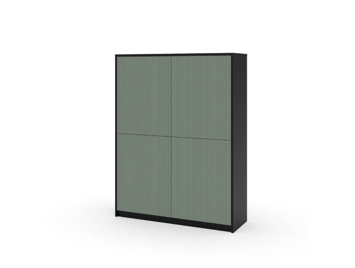 Buffet haut en mélamine et MDF noir/vert sauge