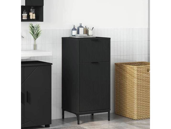 Meuble WC Noir - Cabinet de salle de bain - avec tiroir Noir 39 5x36x88 cm A1614