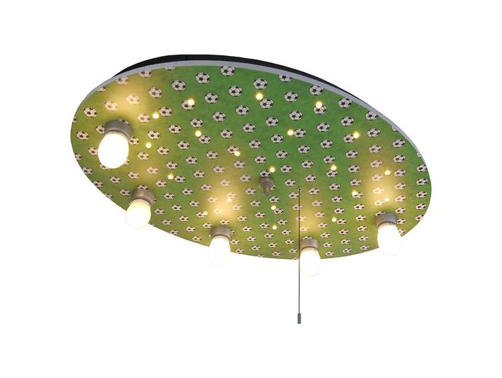 Kinderzimmerleuchte Fußball V Multicolor Kunststoffart: Polycarbonat Material: Holzwerkstoff, Kunststoff Oberfläche Holz: Lackiert 53 x 7 x