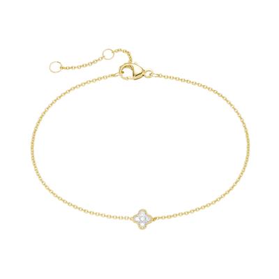 Armband LUIGI MERANO "Mittelteil Blüte, mit funkelnden Brillanten, Gold 585", gold, Armbänder, Damen, 19cm, Gelbgold 585, Armband